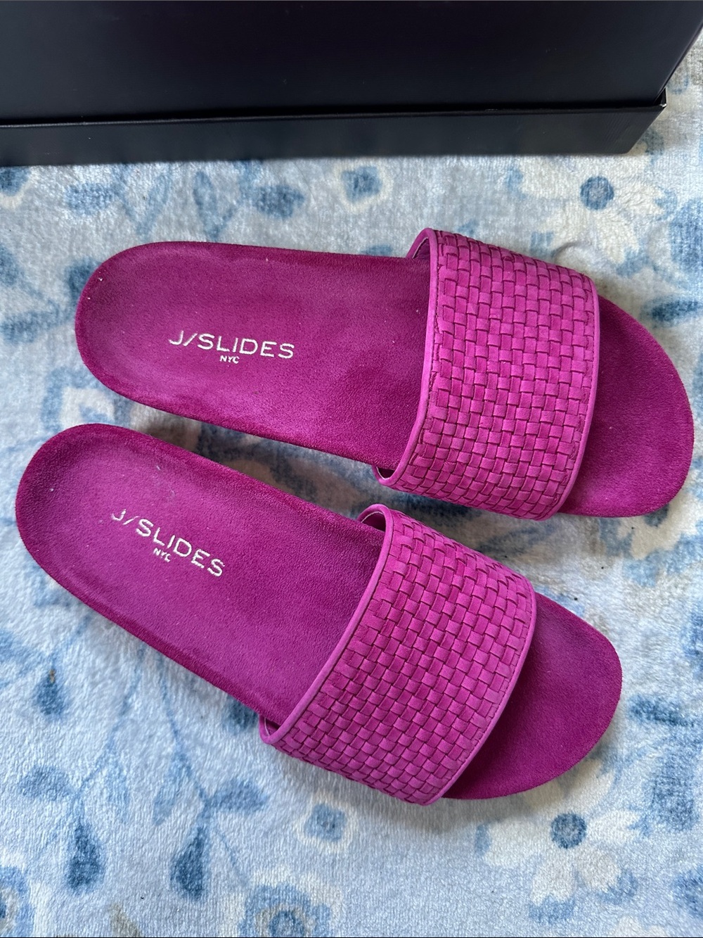J/SLIDES Women's Fuchsia Woven Slide Sandals